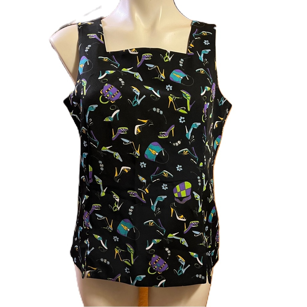 Courtenay vintage black shoe and purse sleeveless blouse